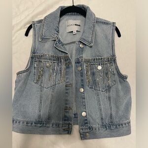 Fashion Nova - Rhinestone Denim Vest - Small